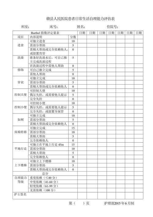 日常生活活动能力评估