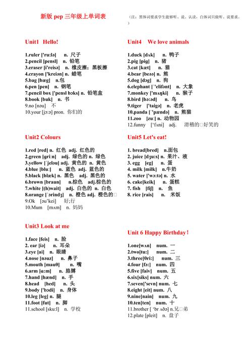 pep三年级上册英语同步单词练习,可打印