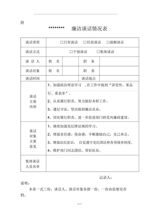 廉政谈话记录模板