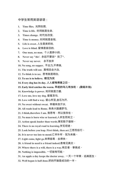 收藏|100条常用英语谚语及汉译