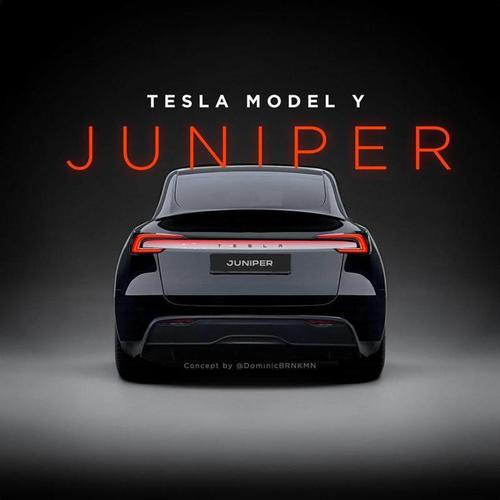 采用贯穿式头灯新款特斯拉ModelY效果图