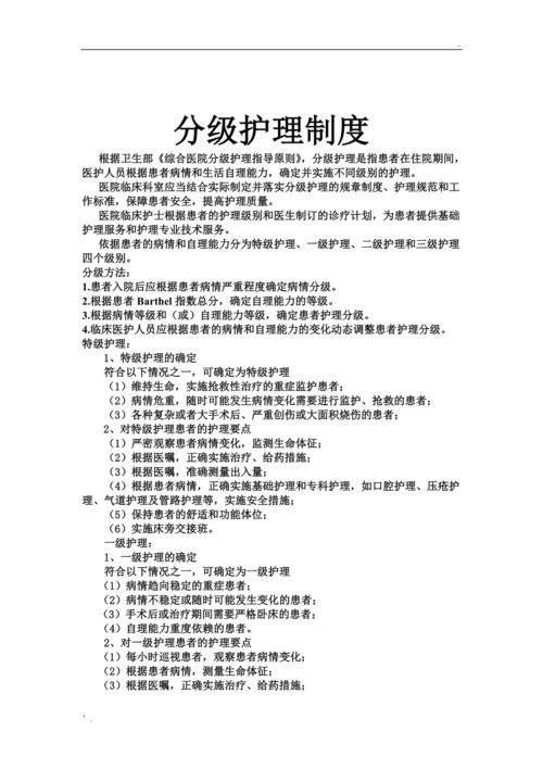 等级评审专栏分级护理制度