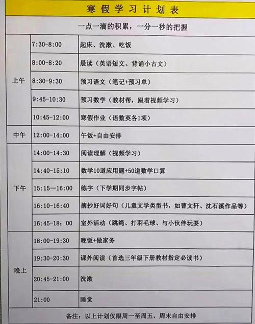 寒假怎么学。初中生寒假学习计划表来了转给孩子