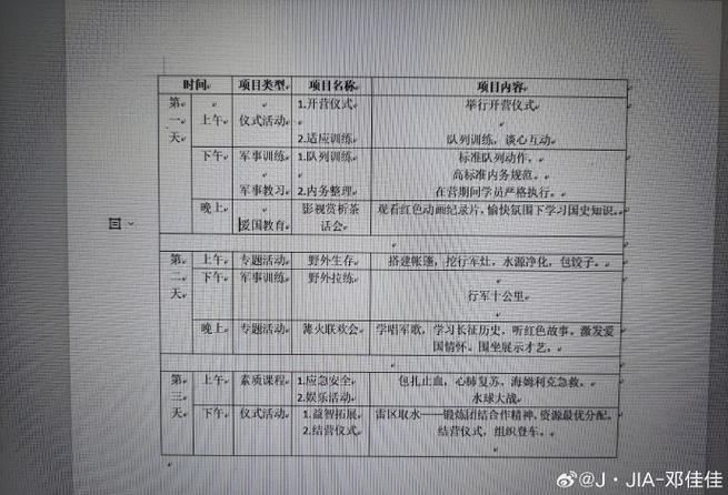 军警课上学期军事课程安排表