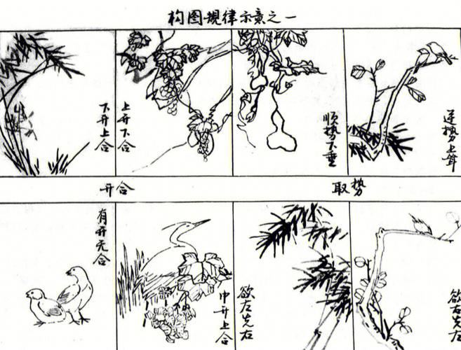 书画联盟丨花鸟画的简单构图法,构图的十要素