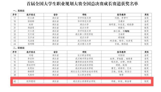 关注|首届全国大学生职业规划大赛全国总决赛获奖结果