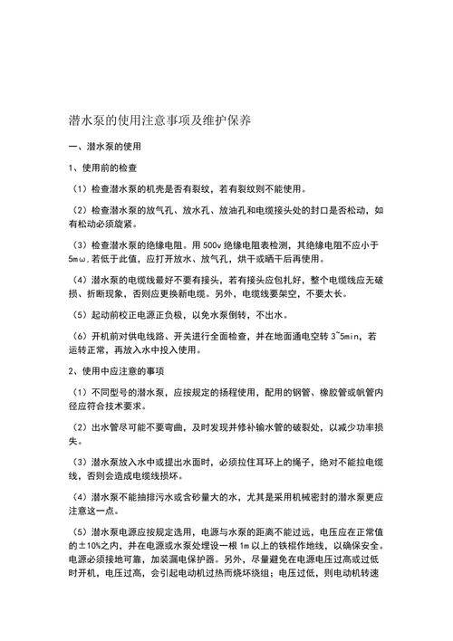 详细介绍潜水泵维修计划，保障水下作业安全高效