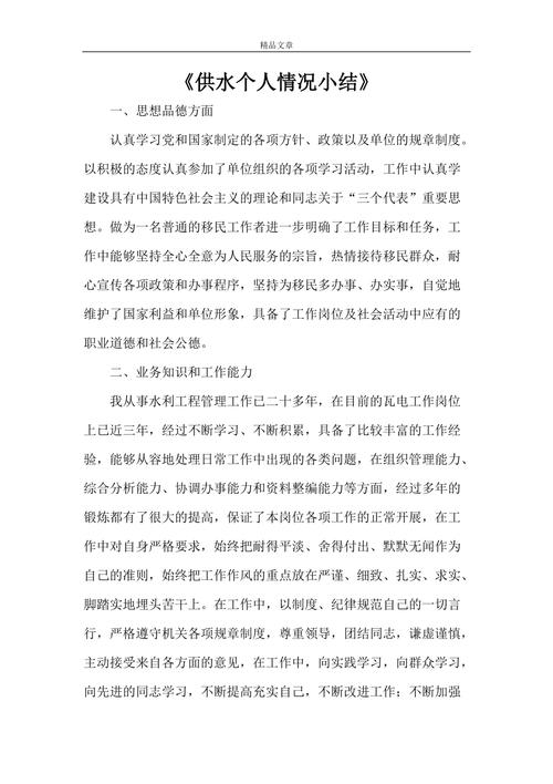 供水维修个人述职报告:保障民生,筑梦前行