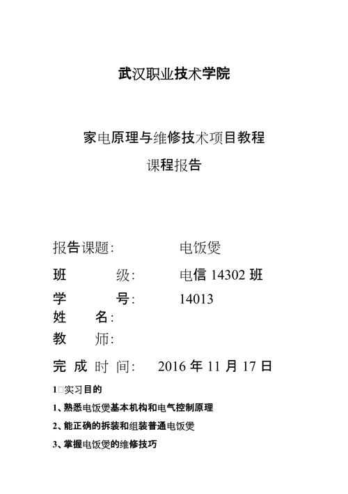 家电维修报告范文分析及撰写