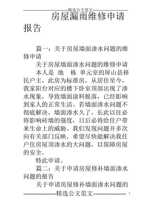 房子漏水维修报告:介绍漏水原因与防治措施