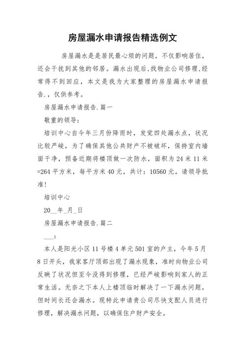 房子漏水问题及维修报告介绍