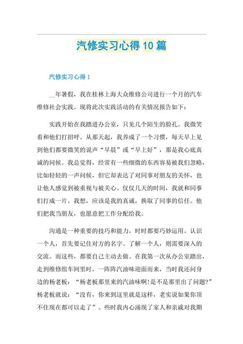 汽车维修方法报告心得_技术与责任的交融