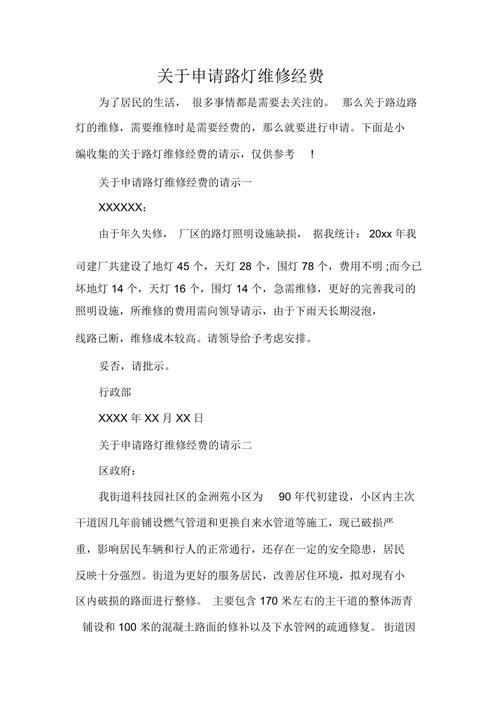 点亮智慧之光,共建和谐城市_关于申请维修路灯的报告