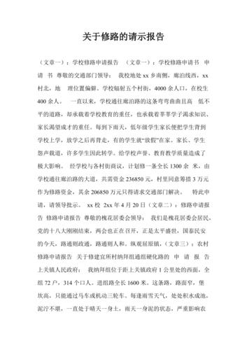 关于道路维修的请示报告