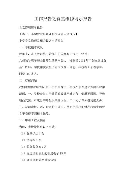 关于食堂维修项目的申请请示报告