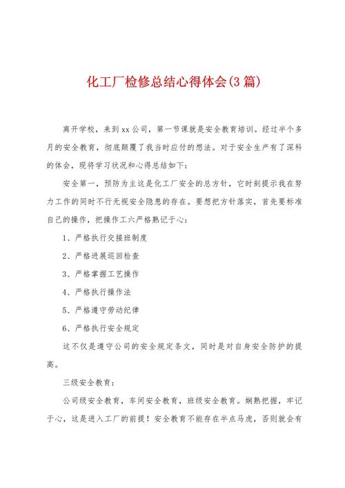 化工厂维修工作个人总结报告