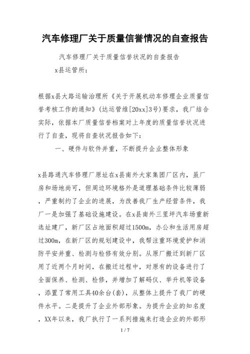 品质至上，精益求精_店维修质量自查报告解读