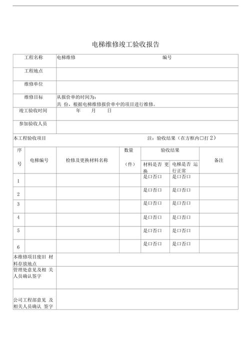 某住宅小区电梯维修验收报告