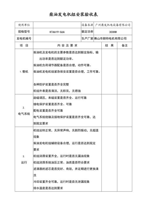 柴油发电机维修验收报告：技术升级，保障能源安全