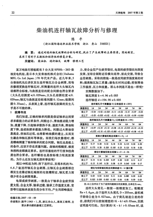 柴油机轴瓦维修报告解读:保障动力输出的关键环节