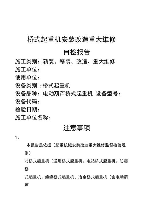 桥式起重机维修自检报告介绍与前瞻
