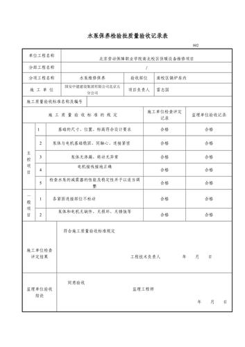 水泵维修验收报告范文分析及撰写指导