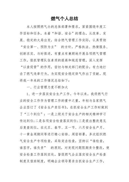 燃气维修员工作总结报告_守卫安全,服务民生