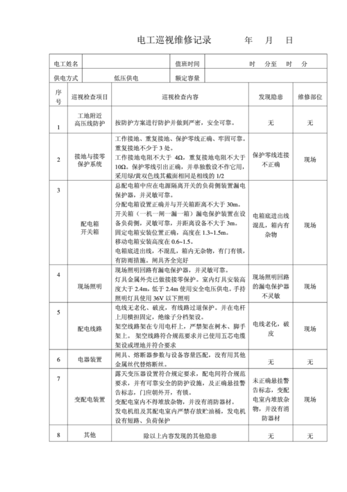 电工巡视维修记录报告分析:保障电力系统稳定运行的坚实基石