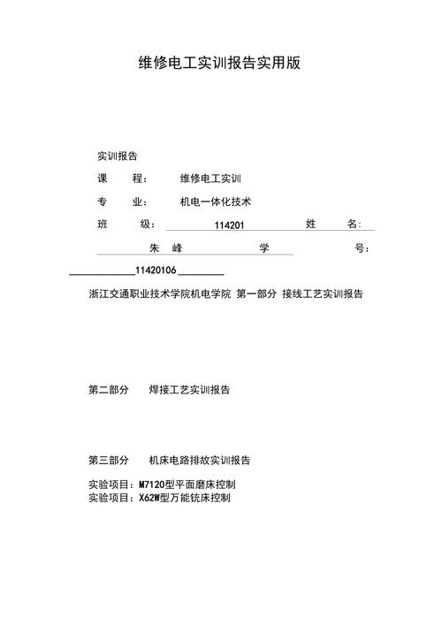 电工维修综合实训报告解读
