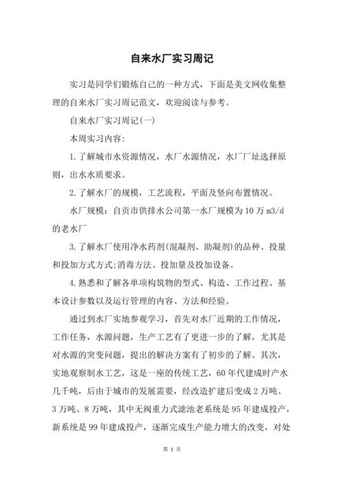 自来水维修实习报告心得体会