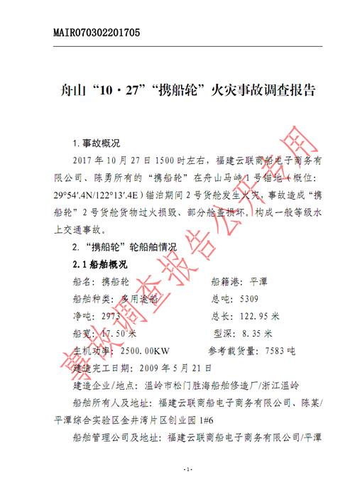 船舶失火后维修报告
