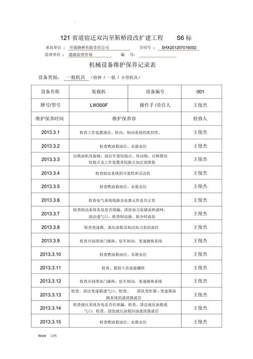装载机维修保养报告