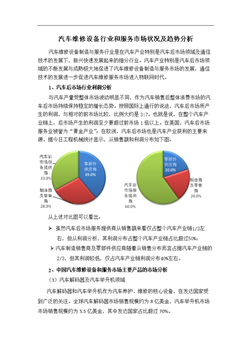 车辆维修厂家介绍报告解读:介绍汽车后市场服务新趋势