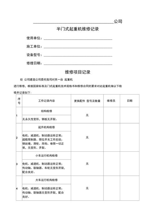 门吊维修报告介绍:技术保障下的安全与高效