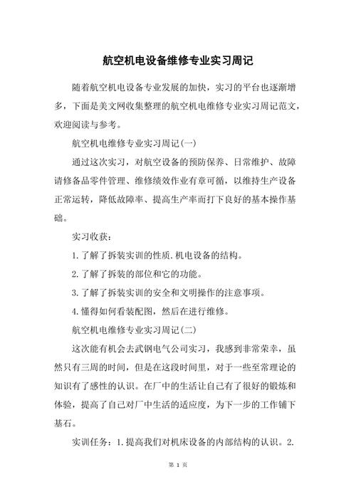 飞机维修专业实习报告心得体会